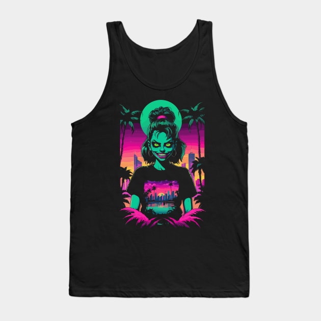 Zombie Synthwave Girl Tank Top by Nerdlight Shop